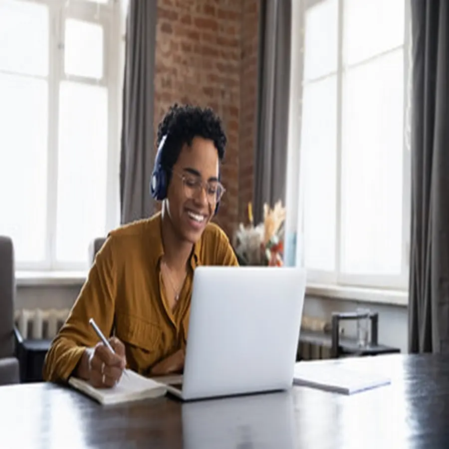 Student smiling during a virtual lesson
