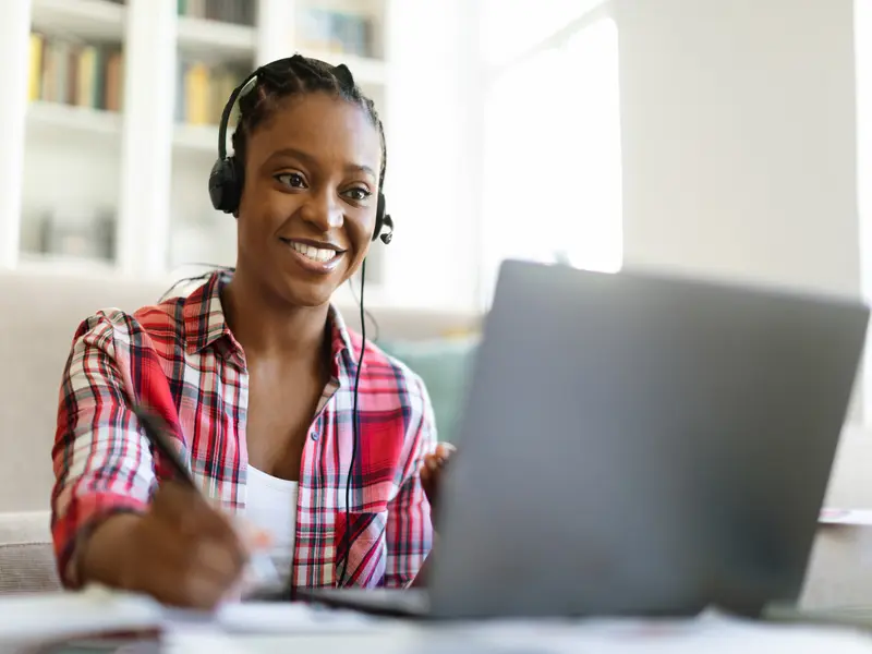 Professional learner practising business English online
